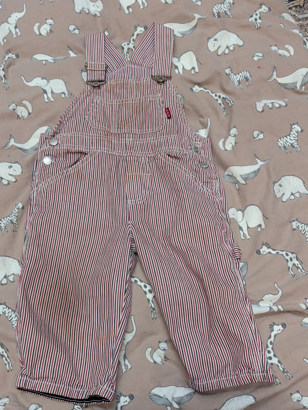 Polarn O. Pyret Red & White Striped Kids Overalls